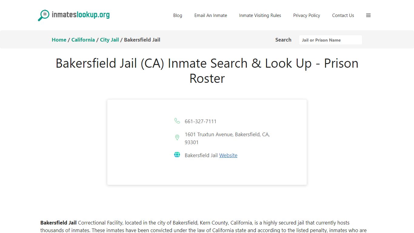 Bakersfield Jail (CA) Inmate Search & Look Up - Prison Roster